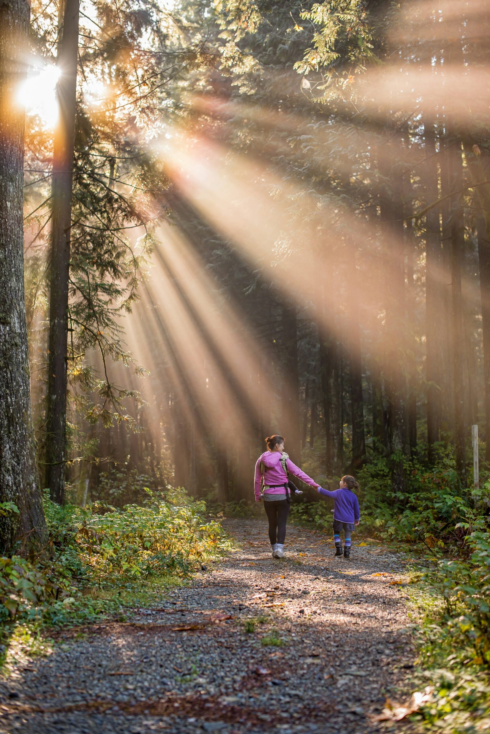 Family exploring calmly